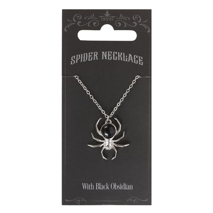 Black Obsidian Spider Pendant Necklace