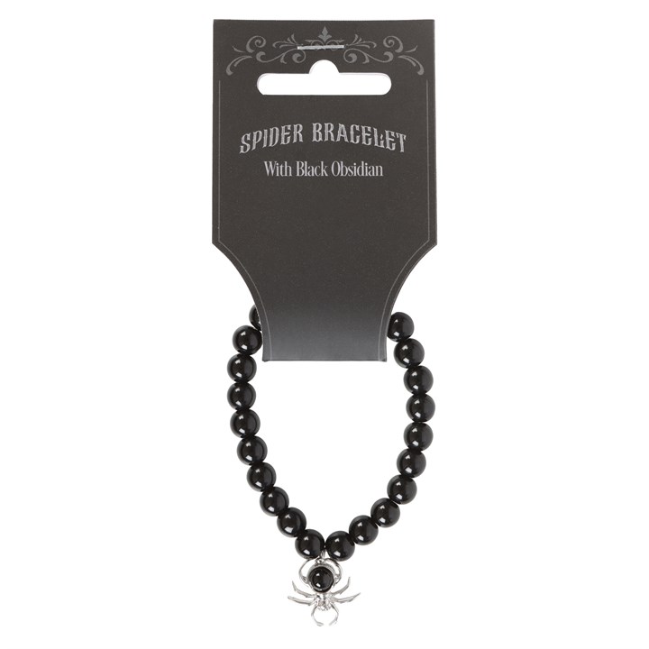 Spider Black Obsidian Beaded Bracelet