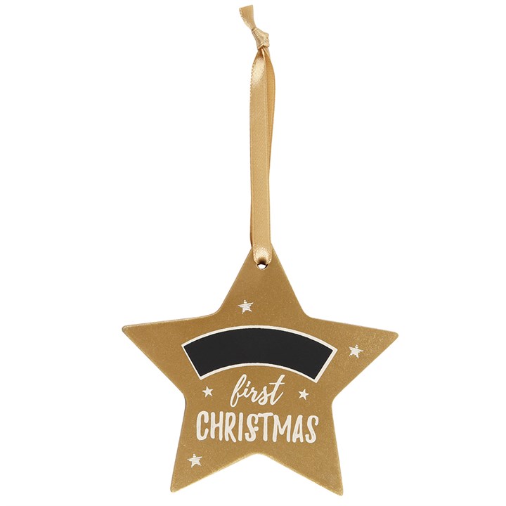 Gold First Christmas Hanging Star Decoration