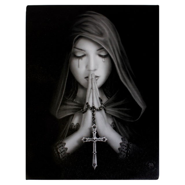 19x25cm Gothic Prayer Canvas Plaque by Anne Stokes