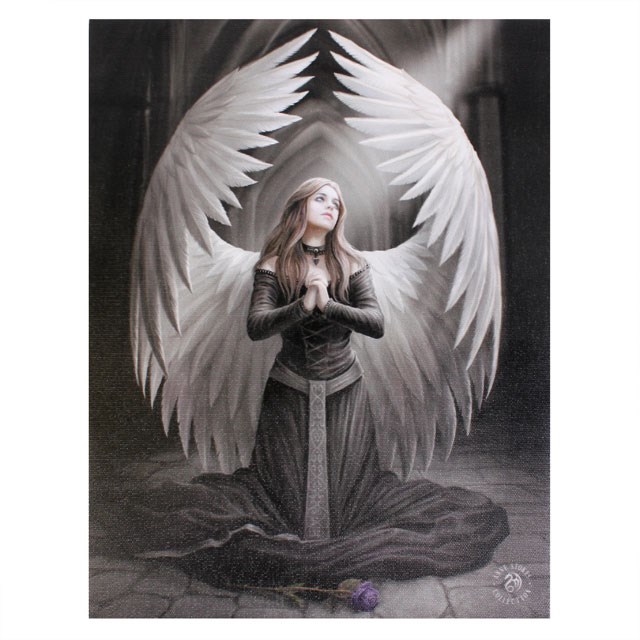 19x25cm  Prayer For The Fallen Canvas Plaque by Anne Stokes