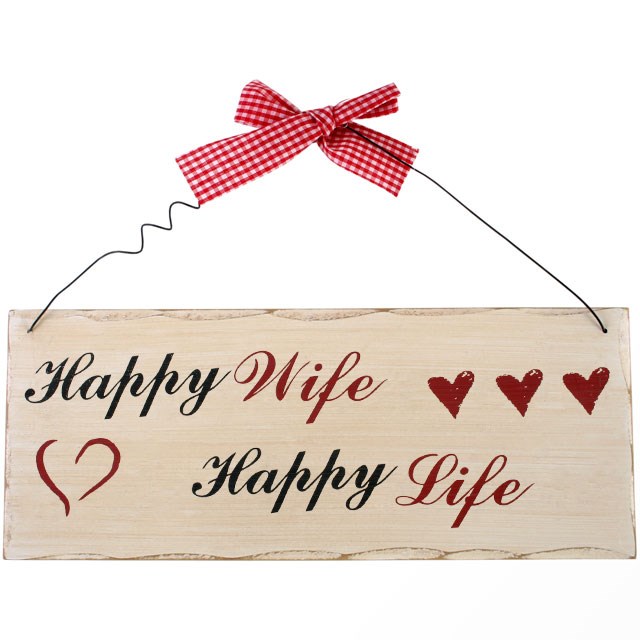 Happy Wife, Happy Life Hanging Sign