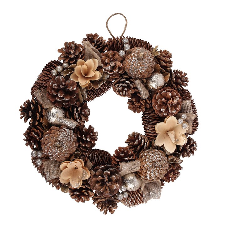 35cm Dried Leaves and Hessian Wreath