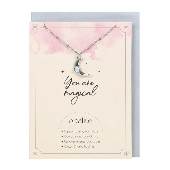 Opalite Crescent Moon Necklace Card