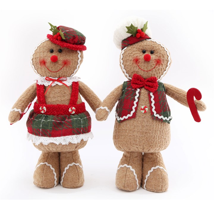 38cm Gingerbread Man and Woman Christmas Decoration