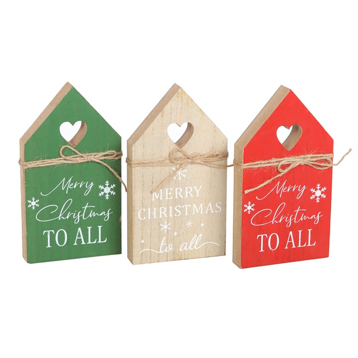 Wooden Christmas House Standing Decoration