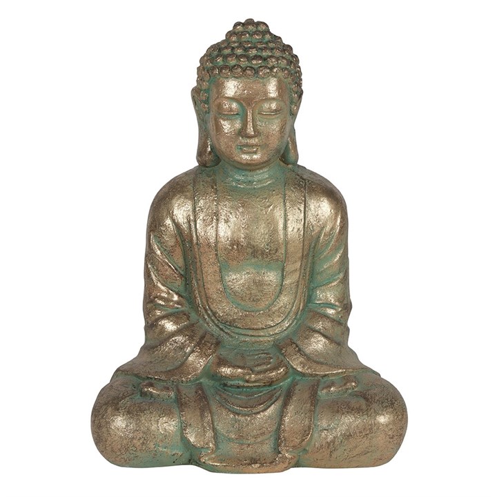Verdigris Effect 58cm Hands In Lap Sitting Garden Buddha 
