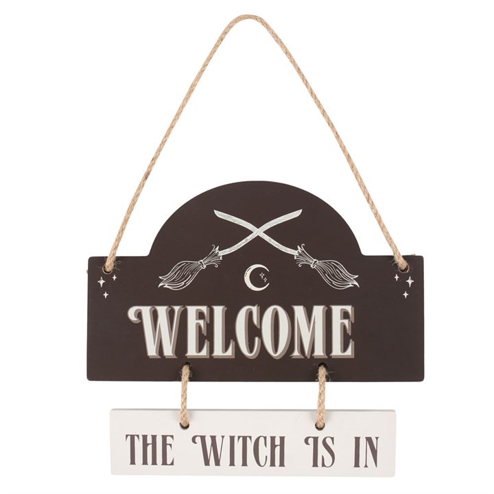 The Witch Is In Hanging Sign