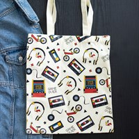 Retro 80s Print Polycotton Tote Bag