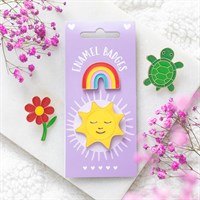 Set of 2 Rainbow and Sun Pin Badges