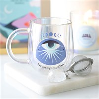 Intuition Double Walled Glass Mug with Aura Crystal Tea Infuser