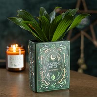 Green Witch Book Shaped Vase