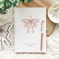 Luna Moth Daily Reflection Journal with Quartz Pen