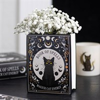 Black Cat Magick Book Shaped Flower Vase