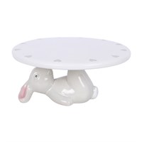 Bunny Rabbit Cake Stand with Grey Hearts