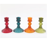 10cm Coloured Glass Taper Candle Holder