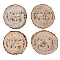 Christmas Log Slice Coaster Set