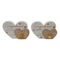 22cm Double Heart Christmas Gingerbread Plaque