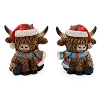 10.5cm Christmas Highland Cow Decoration