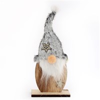 23cm Grey Santa Gonk Decoration on Stand