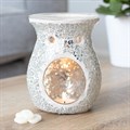 Large Silver Crackle Glass Oil Burner & Wax Warmer
