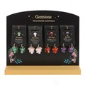 Set of 16 Gemstone Mushroom Earrings on Display