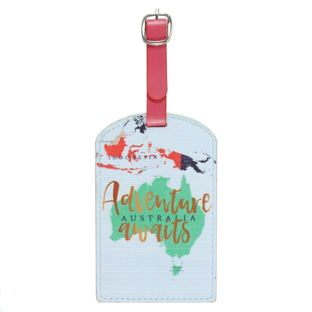 adventure awaits luggage tag