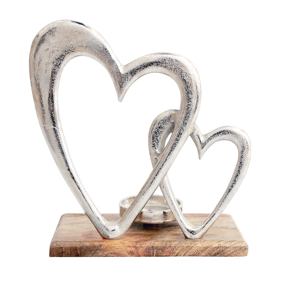 large double heart on wooden base