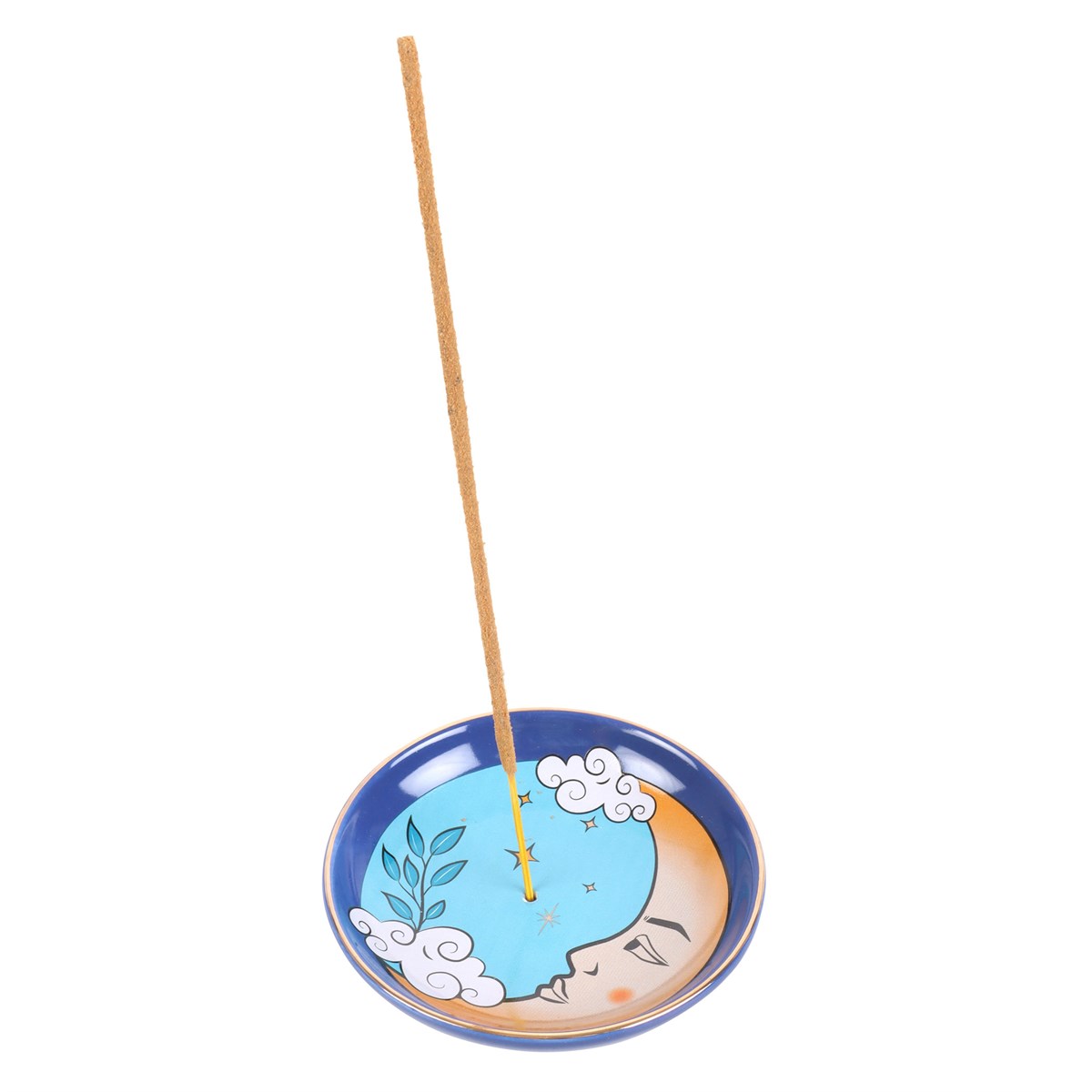 Moon Incense Holder Ceramic Blue Moon Design