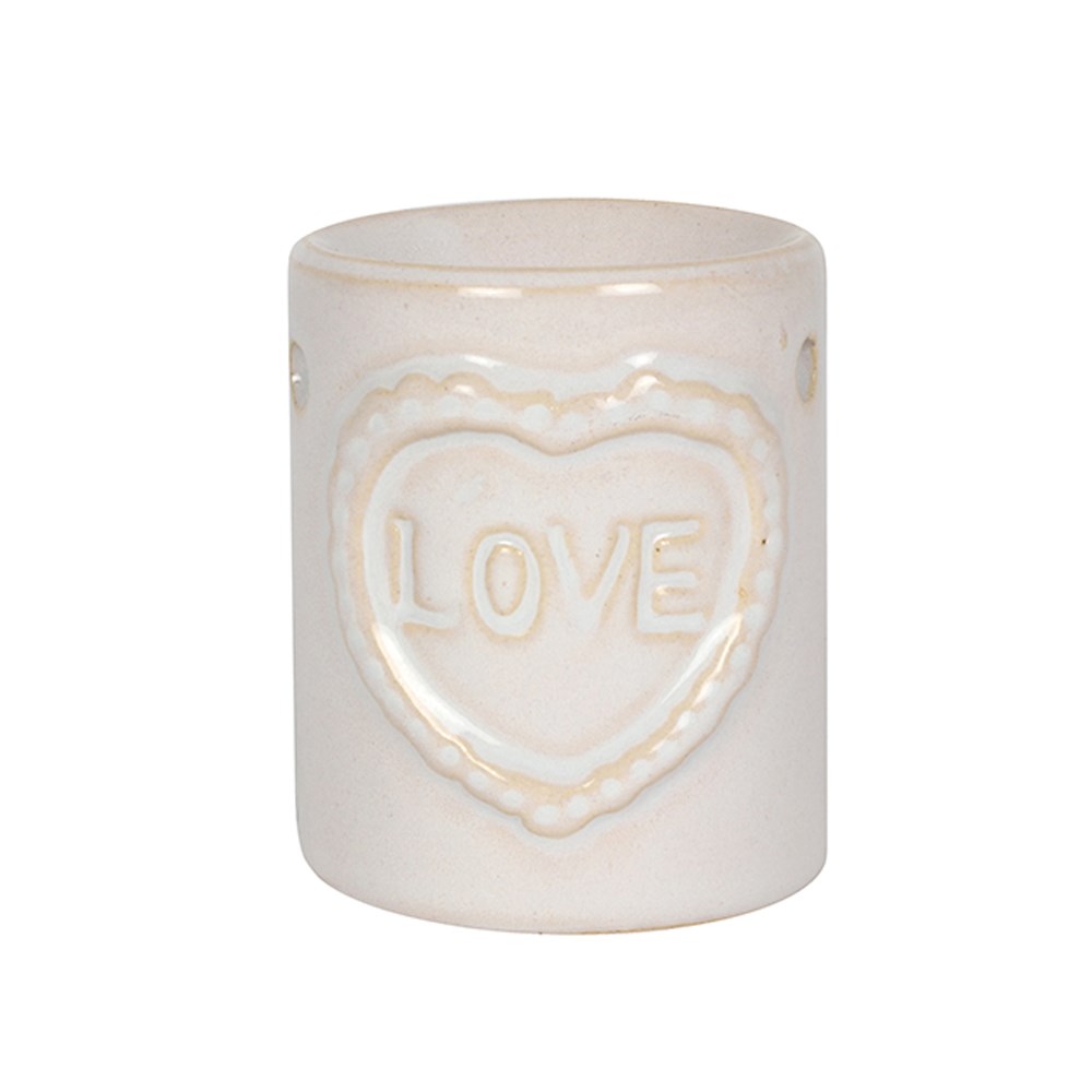 Oil Burner Cut Out Heart Love Family Home Wax Melt Ceramic Tealight Holder 