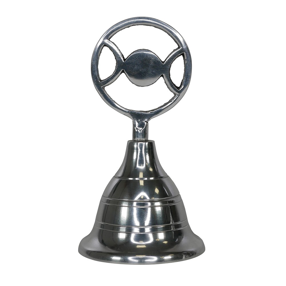 Silver Altar Bell with Triple Moon Design