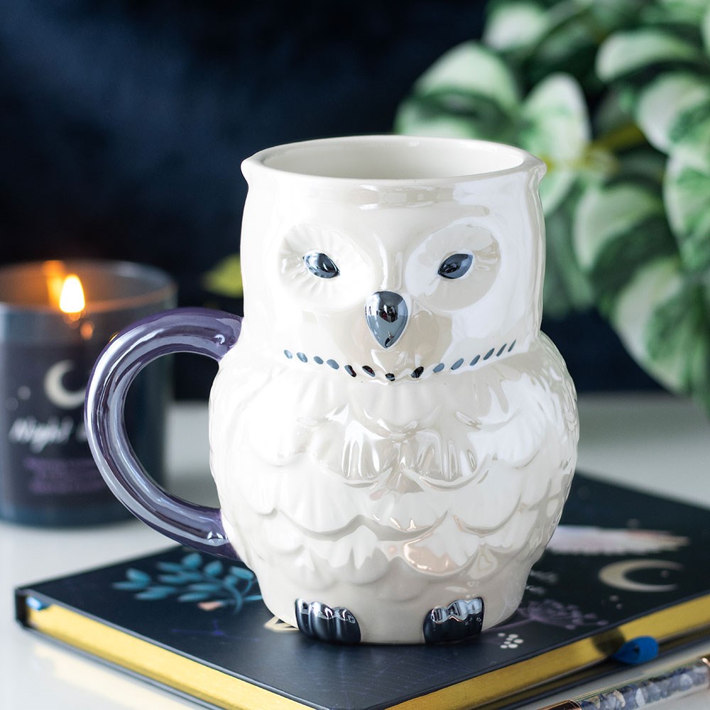 Owl Shaped Mug with Iridescent Glaze 320ml Capacity