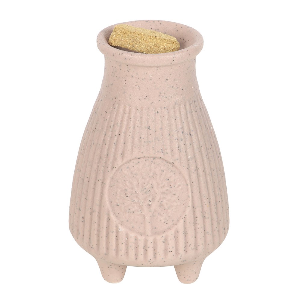 Palo Santo Burner - Greige Ribbed Ceramic Incense Holder