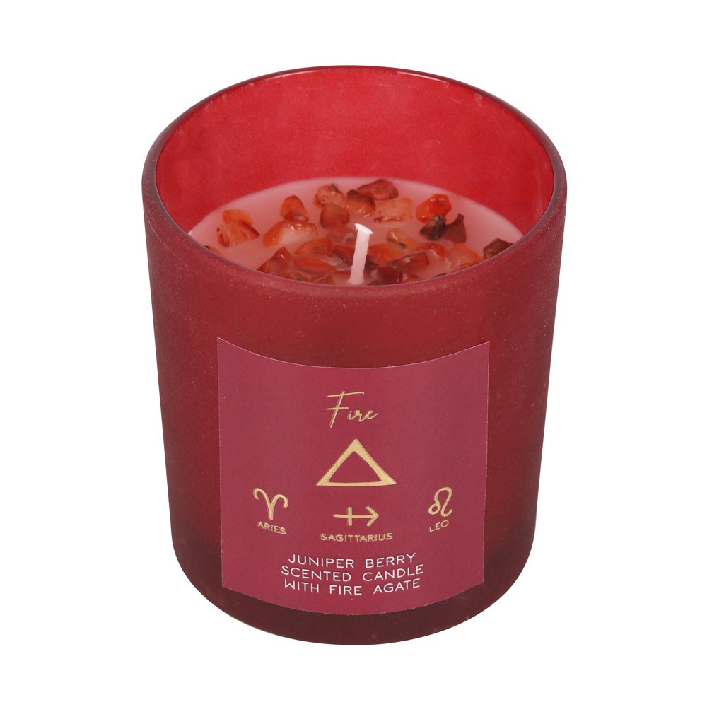 Fire Element Juniper Berry Crystal Chip Candle Something Different