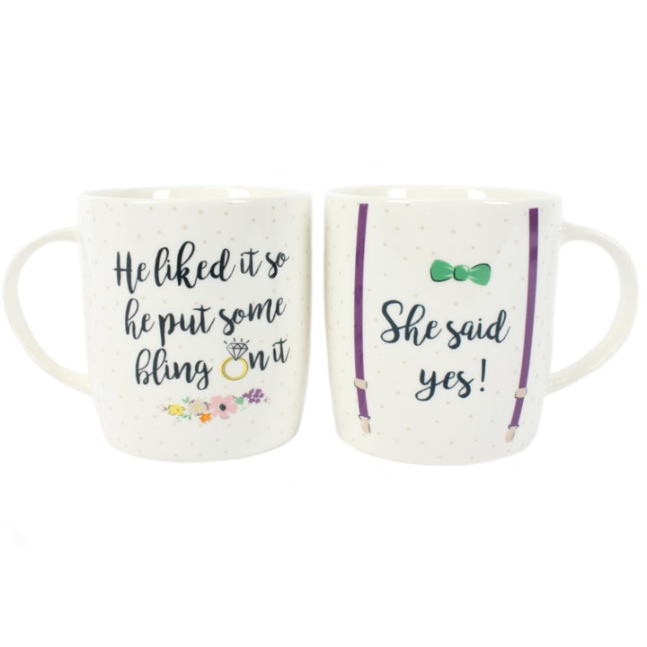 She Said Yes Mugs Couples Mug Set